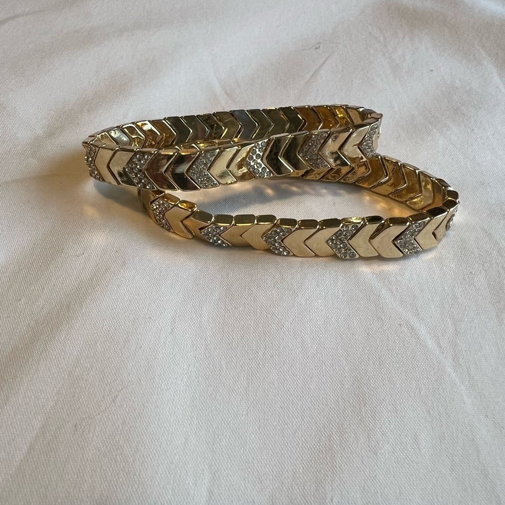 Elegant Gold Chevron Stretch Bracelets set of 2